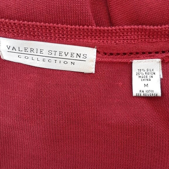 Valerie Stevens Red Silk Blend Beaded Cardigan - Picture 9 of 11
